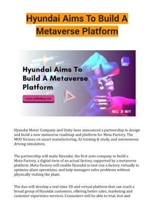 Hyundai Aims To Build A Metaverse Platform