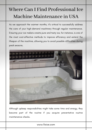 Where Can I Find Professional Ice Machine Maintenance in USA