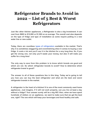 Refrigerator Brands to Avoid in 2022 – List of 5 Best & Worst Refrigerators