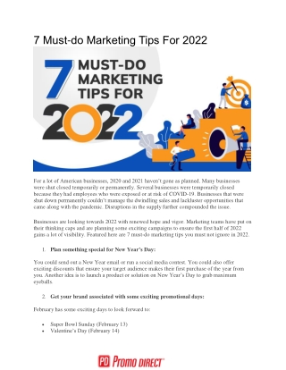 7 Must-do Marketing Tips For 2022 - Business and Marketing Blog