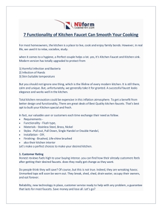 7 Functionality of Kitchen Faucet Can Smooth Your Cooking
