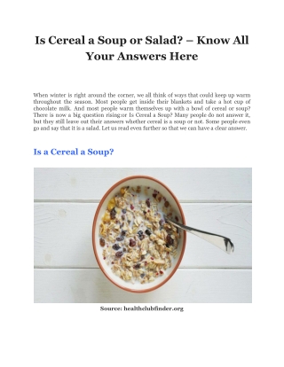 Is Cereal a Soup or Salad_ – Know All Your Answers Here