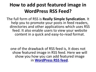 How to add post featured image in WordPress RSS Feed