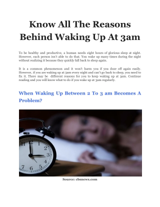 Know All The Reasons Behind Waking Up At 3am