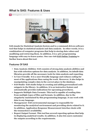 What Is SAS Features amp Uses