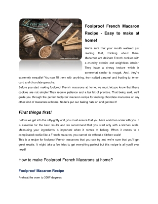 Foolproof macaron recipe