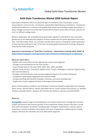 Solid State Transformer Market Forecasts to 2028