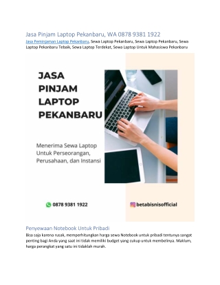 Jasa Pinjam Laptop Pekanbaru, WA 0878 9381 1922