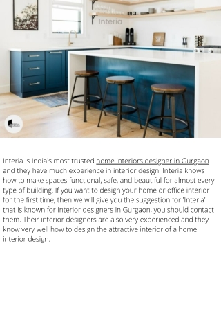 Interia Known For Interior Designer in Gurgaon
