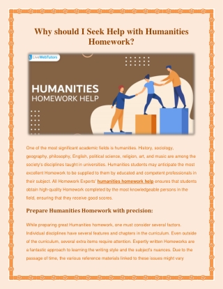 Why you should get Humanities Homework Help
