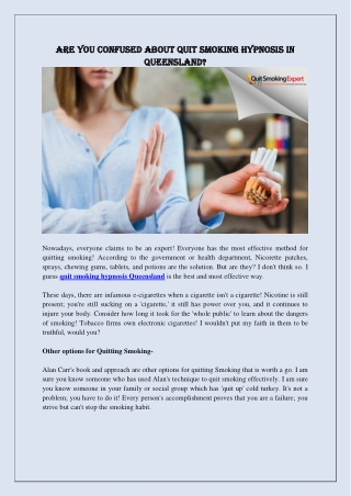 Are You Confused About Quit Smoking Hypnosis In Queensland