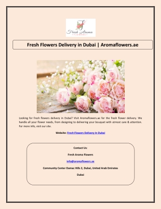 Fresh Flowers Delivery in Dubai | Aromaflowers.ae