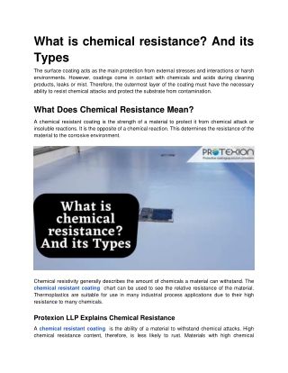 What is chemical resistance? And its Types