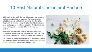 10 Best Natural Cholesterol Reduce