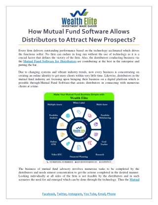 How Mutual Fund Software Allows Distributors to Attract New Prospects