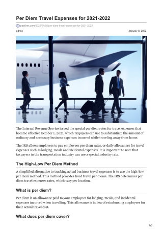 Per Diem Travel Expenses for 2021-2022
