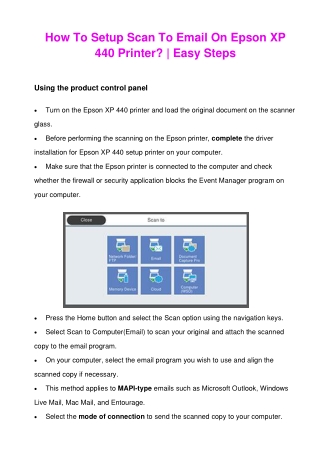 How To Setup Scan To Email On Epson XP 440 Printer?