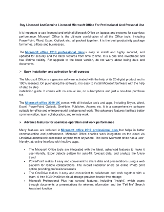 Buy Licensed AndGenuine Licensed Microsoft Office For Professional And Personal