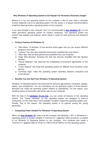 Why Windows 10 Operating System Is So Popular For Personal & Business Usage?