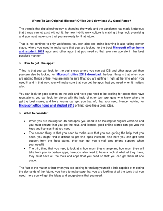 Where To Get Original Microsoft Office 2019 download Ay Good Rates?