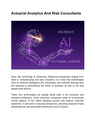Actuarial Analytics And Risk Consultants