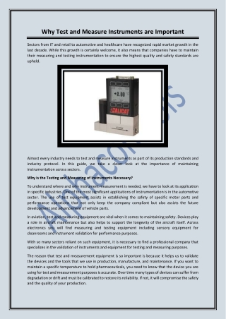 Why Test and Measure Instruments are Important