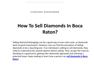 How To Sell Diamonds In Boca Raton?