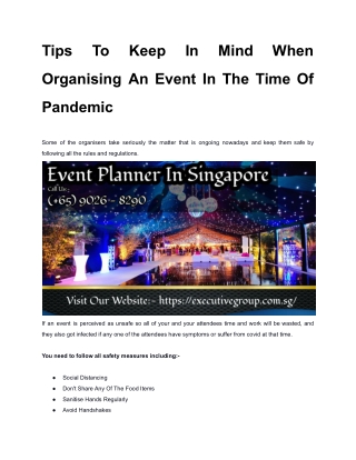 Tips To Keep In Mind When Organising An Event In The Time Of Pandemic
