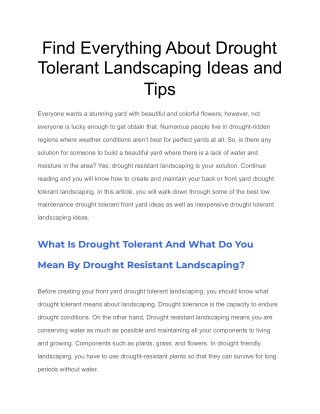 Find Everything About Drought Tolerant Landscaping Ideas and Tips