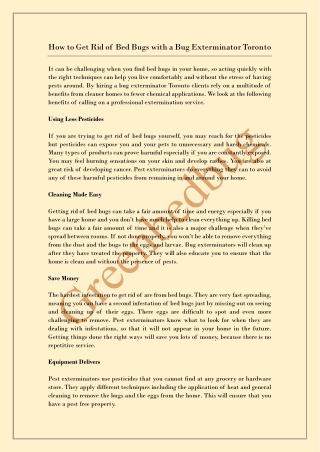 How to Get Rid of Bed Bugs with a Bug Exterminator Toronto