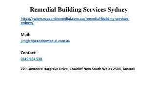 What Remedial Building Services Sydney Do For You?