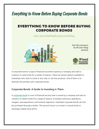 Everything to Know Before Buying Corporate Bonds