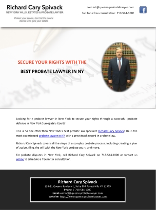 SECURE YOUR RIGHTS WITH THE BEST PROBATE LAWYER IN NY