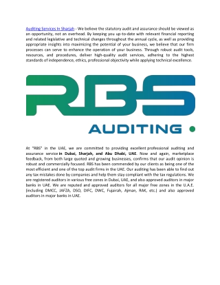 Auditing Services In Sharjah - rbsauditing