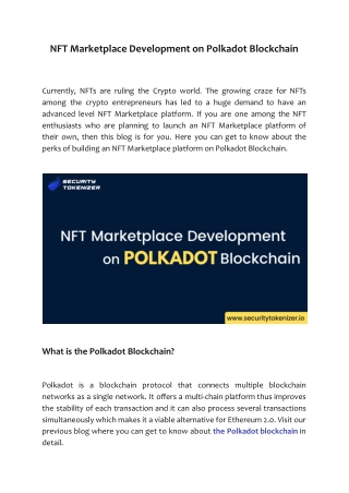 NFT Marketplace Development on Polkadot Blockchain