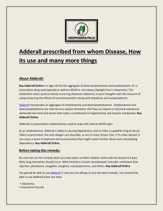 Adderall prescribed from whom Disease, How its use and many more things
