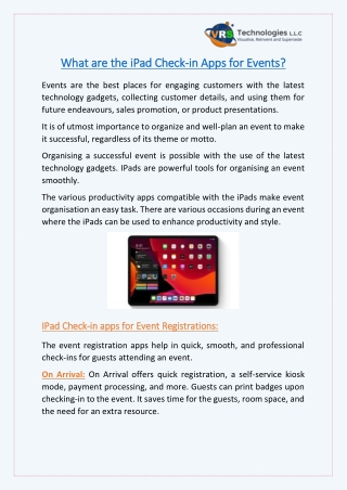 What are the iPad Check-in Apps for Events?