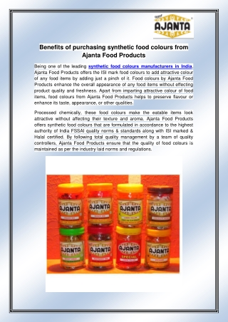 Manufacturers of food additives in India 