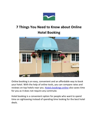 7 Things You Need to Know about Online Hotel Booking