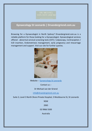 Gynaecology St Leonards  Drvandergriend.com.au-converted
