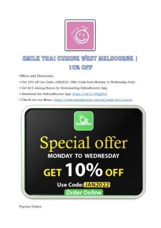 Smile Thai Cuisine West Melbourne JAN2022