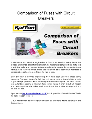 Comparison of Fuses with Circuit Breakers