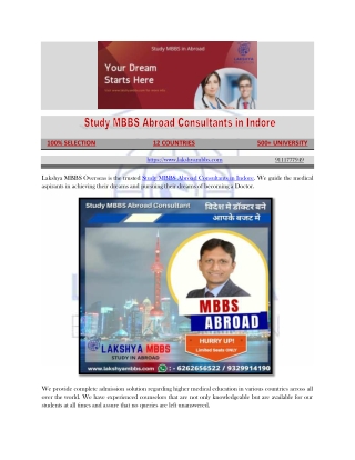 Best Consultant for MBBS Abroad in Indore