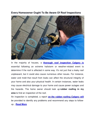 Every Homeowner Ought To Be Aware Of Roof Inspections