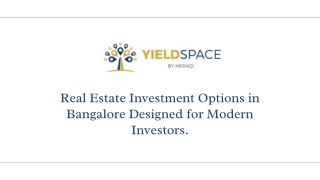 Best Real Estate Investment Options in Bangalore