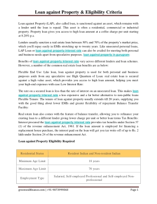 Loan against Property & Eligibility Criteria