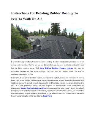 Instructions For Deciding Rubber Roofing To Feel To Walk On Air