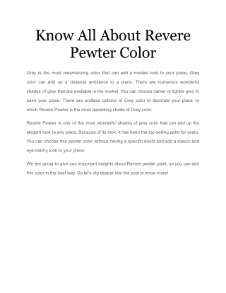 Know All About Revere Pewter Color