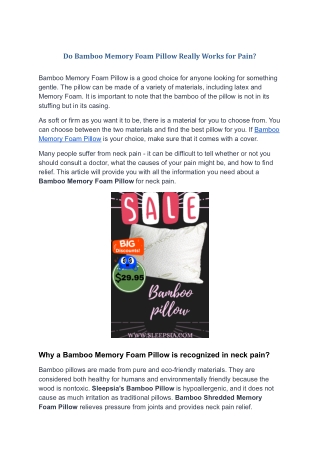 Do Bamboo Memory Foam Pillow Really Works for Pain?