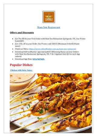 10% off - Nam Son Chinese,Vietnamese Restaurant Springvale,VIC